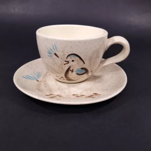 Bob White by Red Wing Pottery Quail Dinnerware Cup and Saucer Set