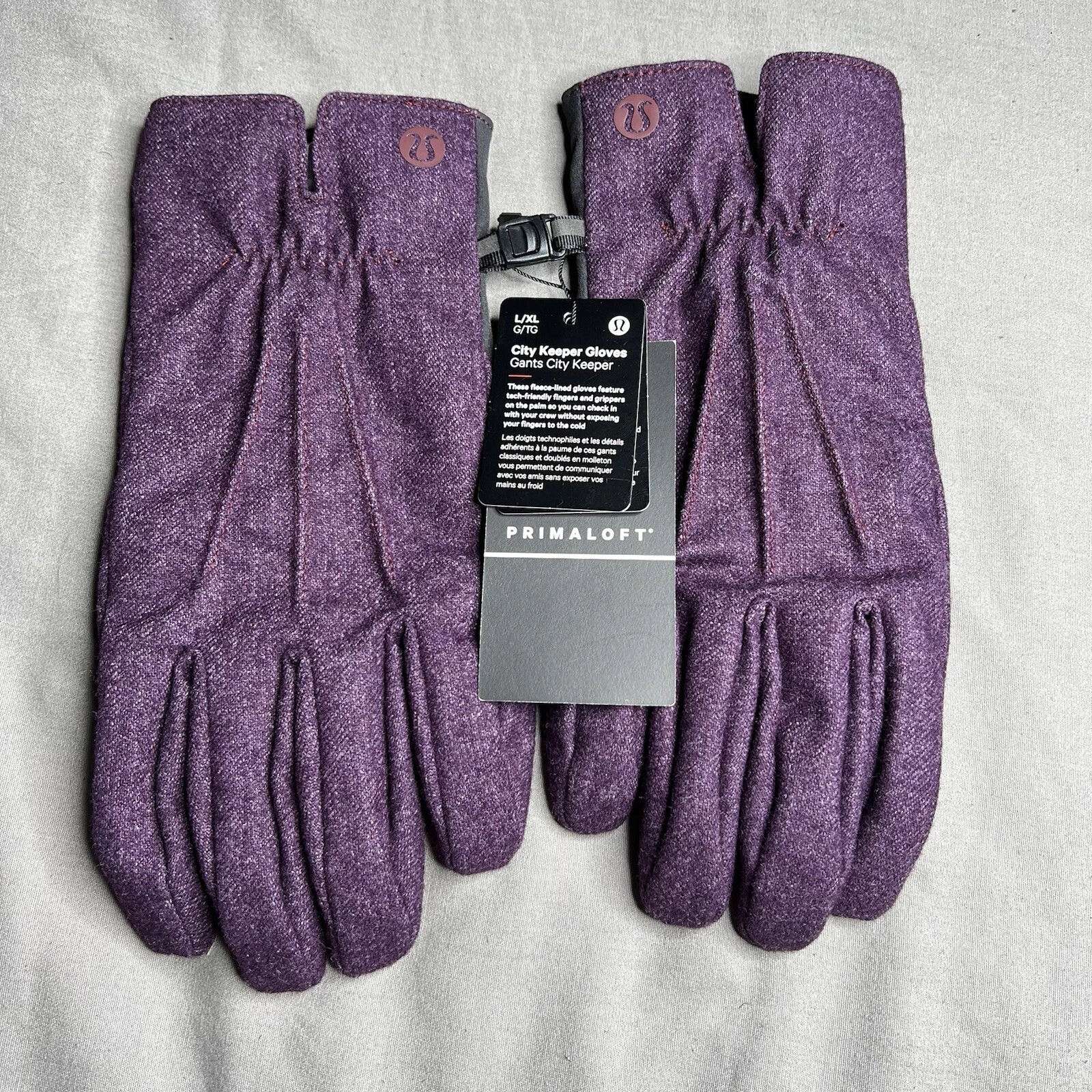 Lululemon City Keeper Gloves NWT L/XL Purple Black (HTGT) *Fleece Lined