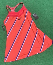 Nike Court Tennis Sleeveless Dress CI9225 Tri-Color Stripes 100 Large Orange