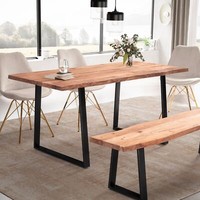 Esszimmertisch Finebuy Akazie Massivholz 140 Cm Esstisch KüChentisch Baumkante