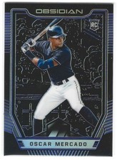 OSCAR MERCADO 2019 OBSIDIAN ELECTRIC ETCH PURPLE PRIZM ROOKIE #22/99 INDIANS O2