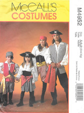 Uncut McCall's Sewing Pattern  M4952 Adult Men Women Pirate Costumes Size: S-XL