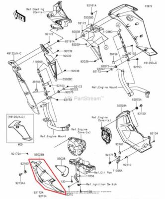 55028-0423-18T Kawasaki Cowling lwr lh f.s.bl 55028042318T Genuine