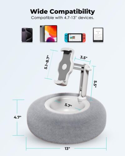 Cell Phone Pillow Stand for Bed 360° 4.7" - 13" Adjustable Tablet Phone Holder - Picture 5 of 7