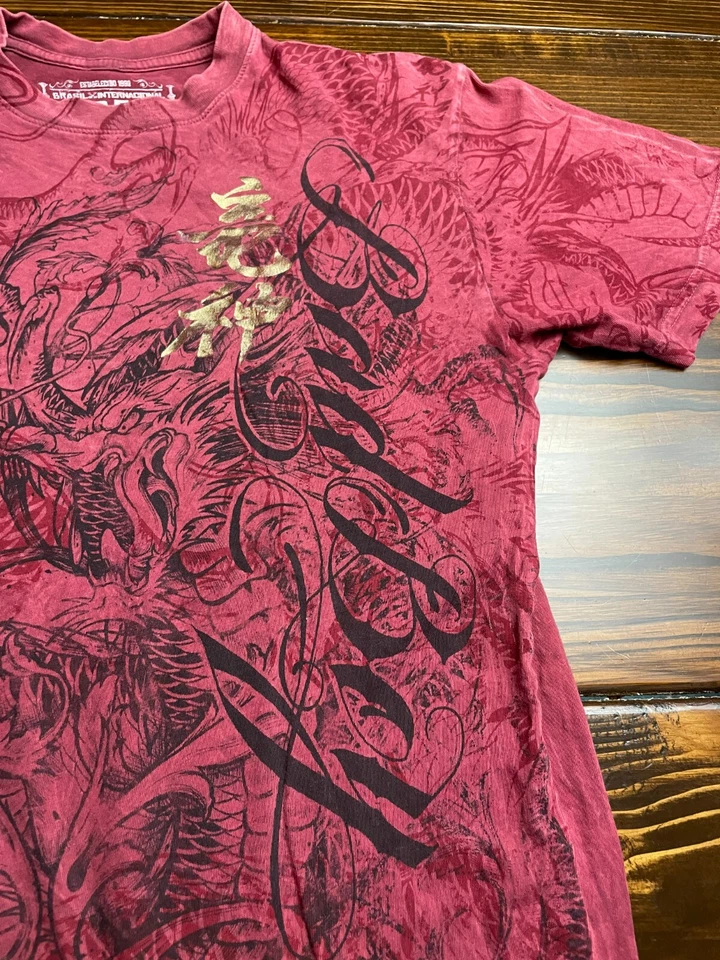 Camiseta BAD BOY Para Mujer Talla Pequeña Roja Brasil International Fight Dragon Gráfico Foto 3 de 4