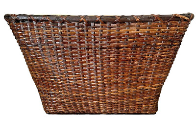 Vintage Woven Nantucket Bicycle Basket Adult Messenger Carrier Dark Brown