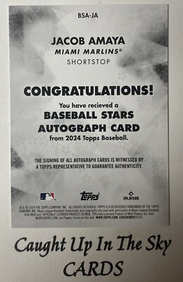 2024 Topps Series 2 Jacob Amaya RC Baseball Stars Auto #BSA-JA