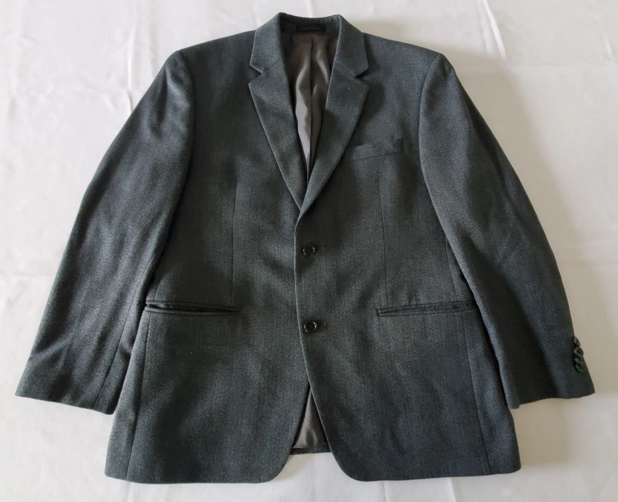 Cappotto sportivo a spina di pesce Michael Kors Blazer uomo anni '40 grigio vestibilità classica 2 bottoni *