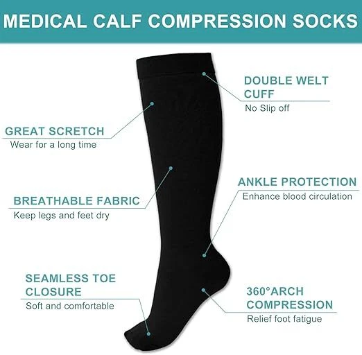 NHS COMPRESSION FLIGHT SOCK TRAVEL ANTI SWELLING FATIGUE SPORT SUPPORT STOCKINGS - Image 2 of 4