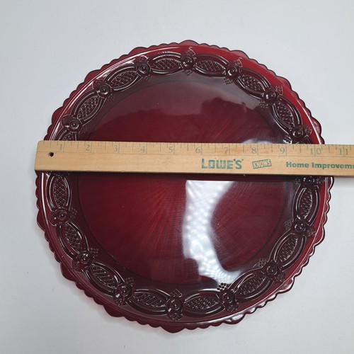 Piatto vintage Avon 10-3/4" 1876 Cape Cod vetro rosso rubino c1982 - Foto 4 di 6