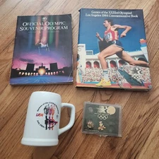 1984 Los Angeles Olympics Commemorative Book pins mug