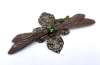 Vintage Sadie Green Signed Dragonfly Brooch Pin