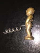Corkscrew Wine Bottle Opener Man Cave Patina Brass Body Metal Screw NSFW GIFT