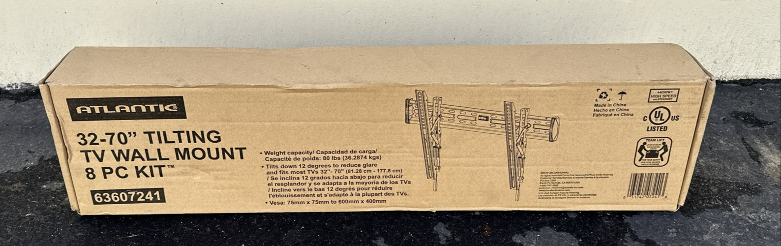 Atlantic 32-70&rdquo; Tilting Tv Wall Mount 8 PC Kit 63607241