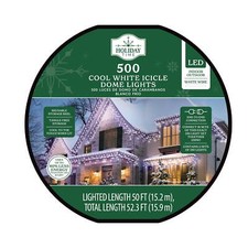 Holiday Time 500-Count Cool White LED Dome Icicle Lights with White Wire