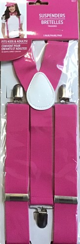 NEW~STRETCH SUSPENDERS~BRIGHT PINK~Adjustable~KIDS/ADULTS - Picture 2 of 3