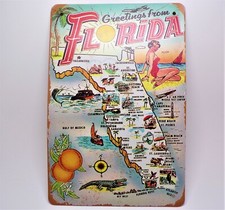 Florida Metal Retro Greetings Sign 1954 Vintage Look Designed Handcrafted 8 x12