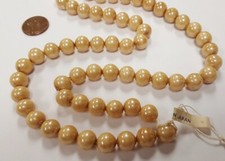 75 VINTAGE JAPAN 1950's CHERRY BRAND GLASS BEIGE SATIN AB 10mm. ROUND BEADS 4727