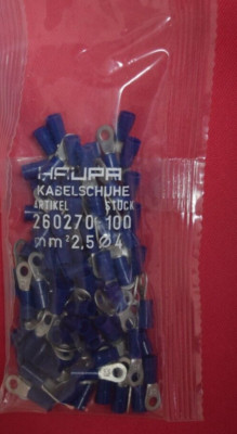 100 Stück HAUPA Ringkabelschuhe Blau Ringösen 1,5-2,5mm² Ringform M 4