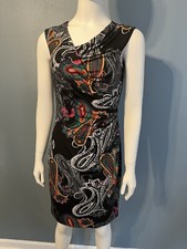 Ellen Tracy sz 2 Paisley Print Lined Dress sleeveless colorful RN#54163 CA#57151