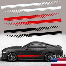 2x 75'' Sport Racing Stripe Side Body Skirt Decal Stickers For Ford Mustang Etc