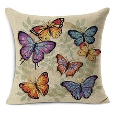 18 X 18 Inch Colorful Butterfly Home Decorative Throw Pillow Case Cushion Cover