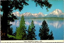 Wyoming Grand Tetons Reflected in Jackson Lake Continental Postcard A632