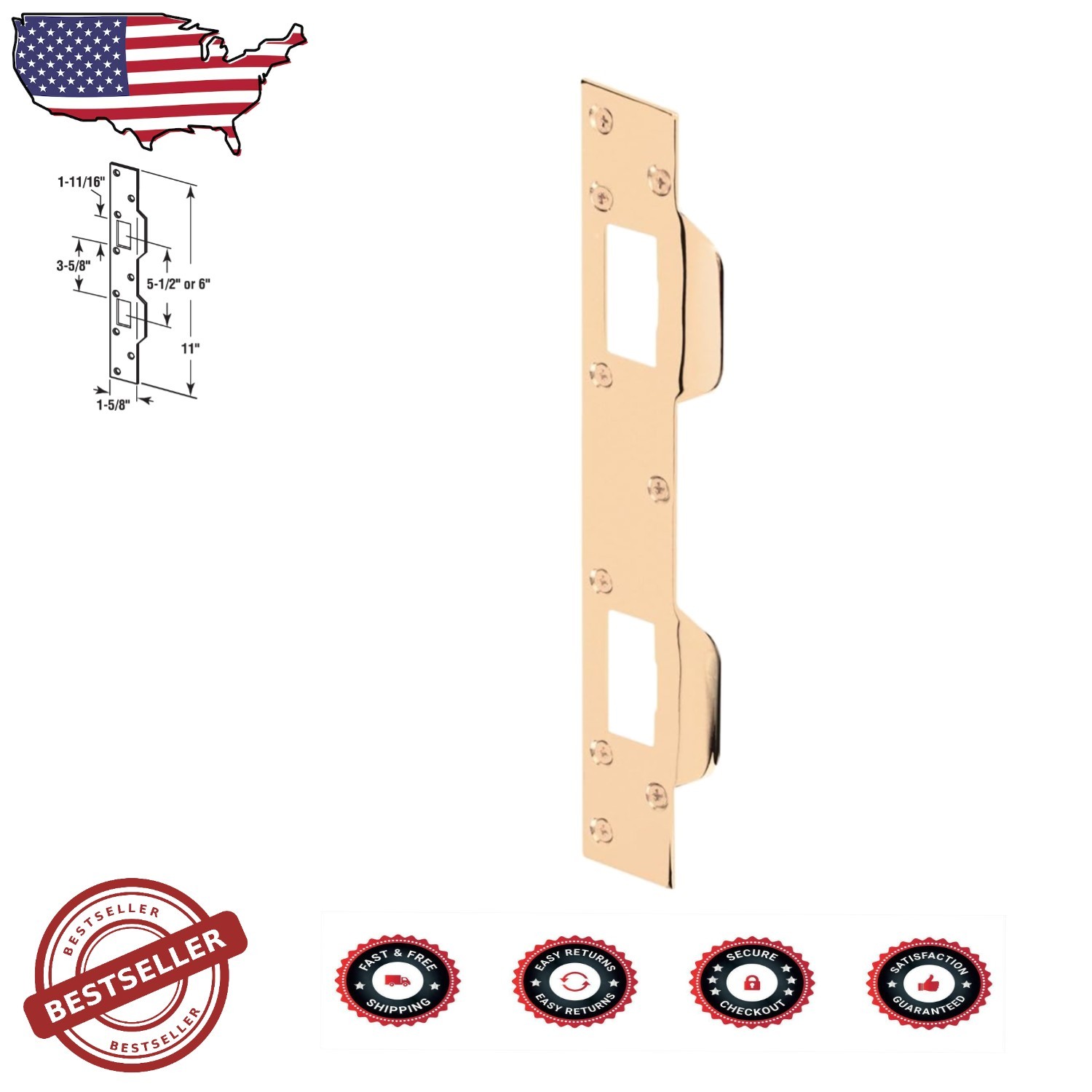 Heavy-Duty Weatherproof Brass Door Strike for Enhanced Security