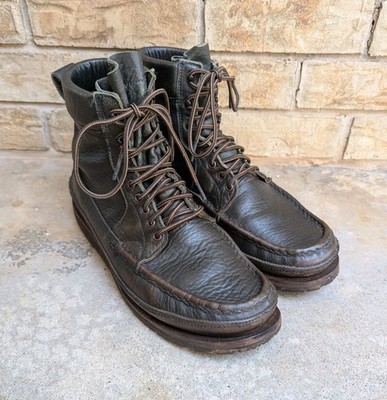Vintage Russell Moccasin Big Cambo Hunting Boots Men's 12 E Green Leather EUC