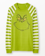 NWT Adult Size L Large Hanna Andersson x Grinch Winter Long John Pajama TOP