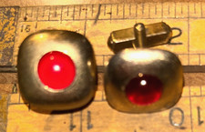 GEMELOS ANSON VINTAGE AÑOS 50 CUADRADO TONO DORADO - ROJO LUCITE firmados