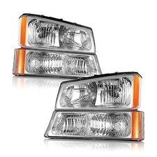 Headlights OE Replacement Clear Lens I Chrome Housing I Amber Reflector