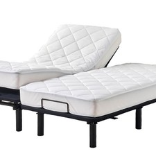 Split King Mattress Topper for Adjustable Bed Fluffy Matress Cover Quilted Fi...
