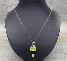 Sterling Silver Glass Peridot Pendant Chain 925 Large Jewellery Magnetic Clasp