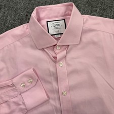 Charles Tyrwhitt Shirt Pink Slim Fit Non Iron Cotton Dress 16 34 Men's