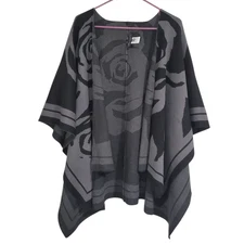 MING WANG Gray Black Rose Floral Professional Cold Wrap Shawl - One Size
