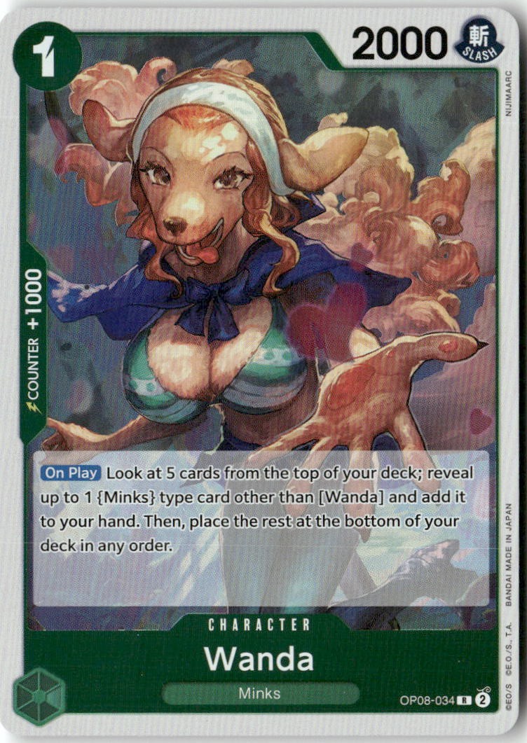 Wanda OP08-034 Rare Two Legends One Piece Foil Near Mint