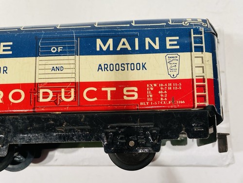 Marx 4489 State Of Maine BAR Boxcar 6 in. / 4 Wheel - Tab & Slot Cplrs - Picture 8 of 14