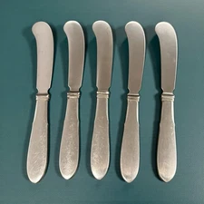 Georg Jensen MITRA Stainless Steel 6 3/8th Paddle Butter Spreader Five KNIFE LOT
