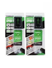 Visbella Glue 2 Part Epoxy, 5 Minute Set, .88oz Syringe, Clear 2 Pack