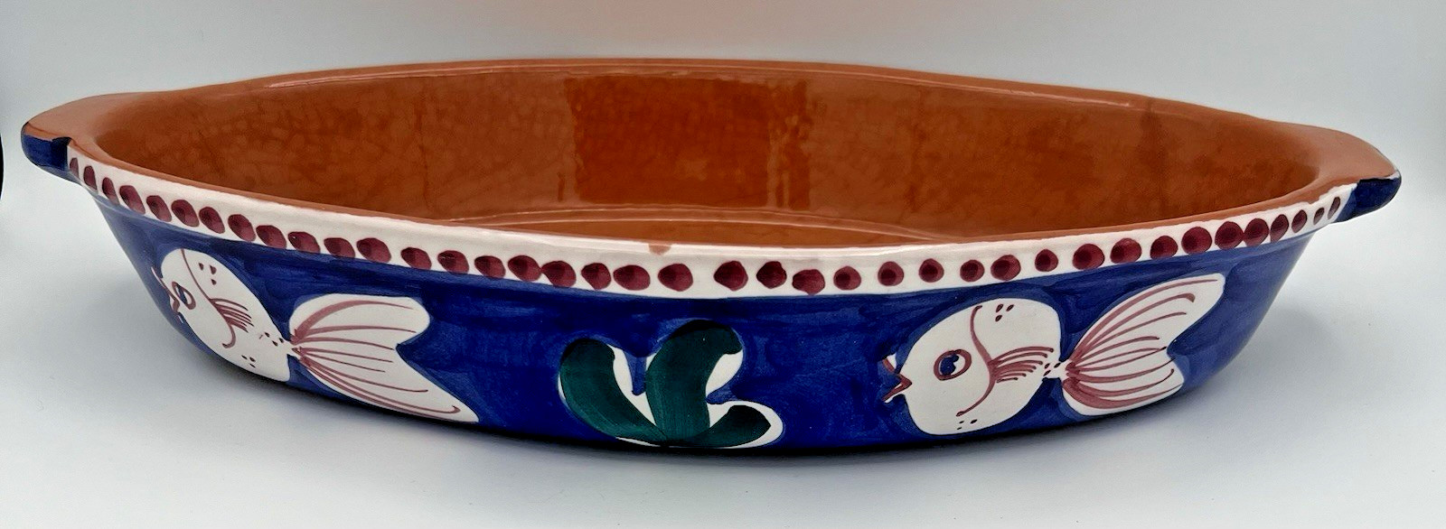 Vietri Italy Solimene Campagna Royal Blue Fish Pesce Ceramic Serving Dish 16"