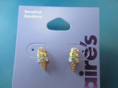 New! Claires Ice Cream Cone Sensitive Pierced Earrings