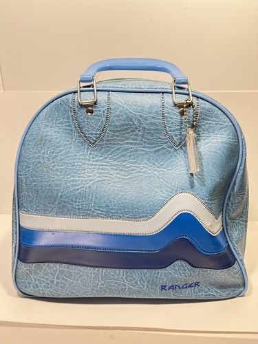 Vintage Ranger Bowling Bag With Rack Blue Striped FREE SHIPPING
