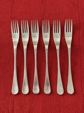 Robert Welch RWii Satin Stainless Steel Flatware 6 Salad Forks 7.25" each