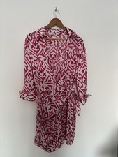Bijous Project White & Pink Print Wrap Shirt Dress – Size Small