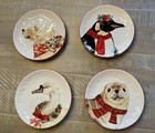 Pier 1 Imports Christmas Seal Penguin Polar Bear Goose Salad Dessert Plate SET 4