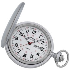 Gotham Men's Stainless Steel Analog Quartz Day/Date Hunter Pocket Watch