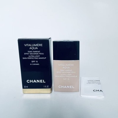 Chanel Vitalumiere Aqua Ultra Light Perfecting Makeup SPF 15 #91 CARAMEL NIB