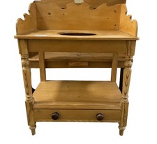 Antique Pine Washstand Victorian Style Wood Cabinet with Drawer Vanity