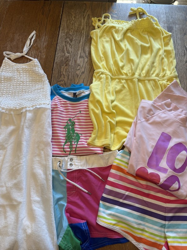 Girls Sz XL 16 Lot Of Ralph Lauren Lands End Lucky Brand Summer Swim shorts Set